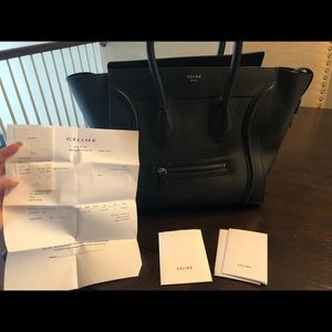CELINE Mini luggage handbag in drummed calfskin